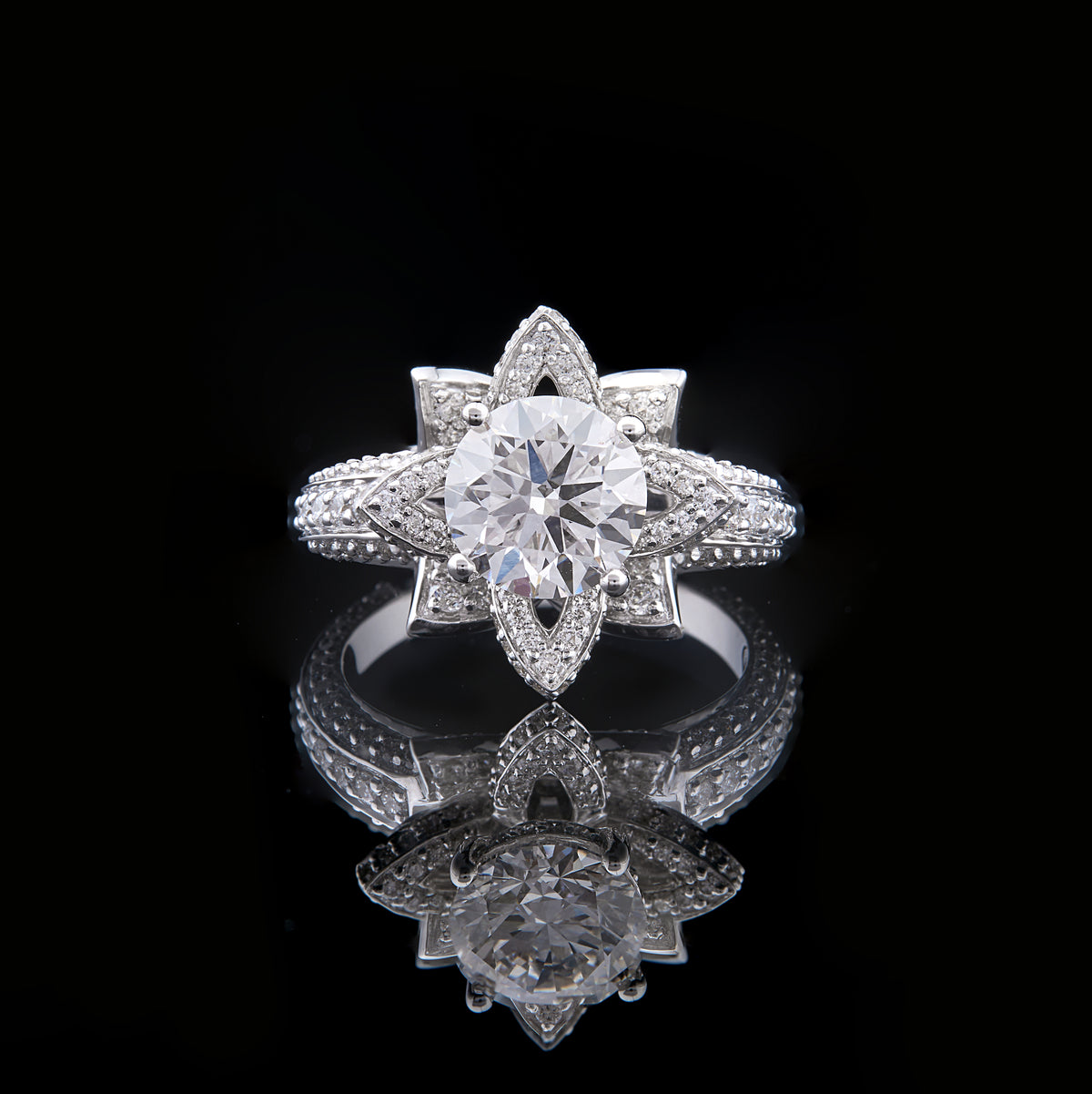 Solitaire Flower Ring