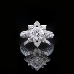Solitaire Flower Ring