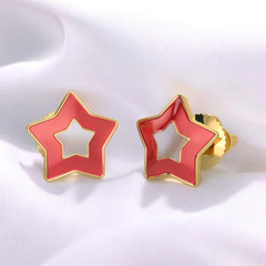 Red Star Stud Earrings