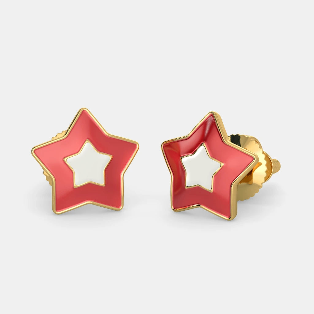 Red Star earrings for girls