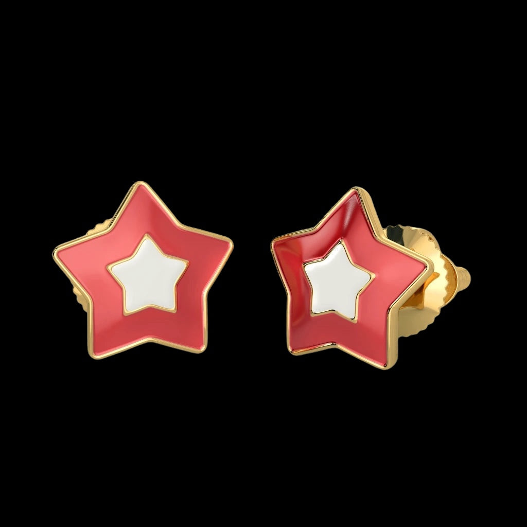 Red Star Stud Earrings