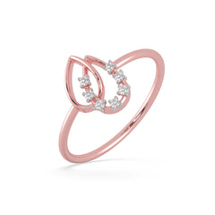 Doble leaf shape diamond rings for girls