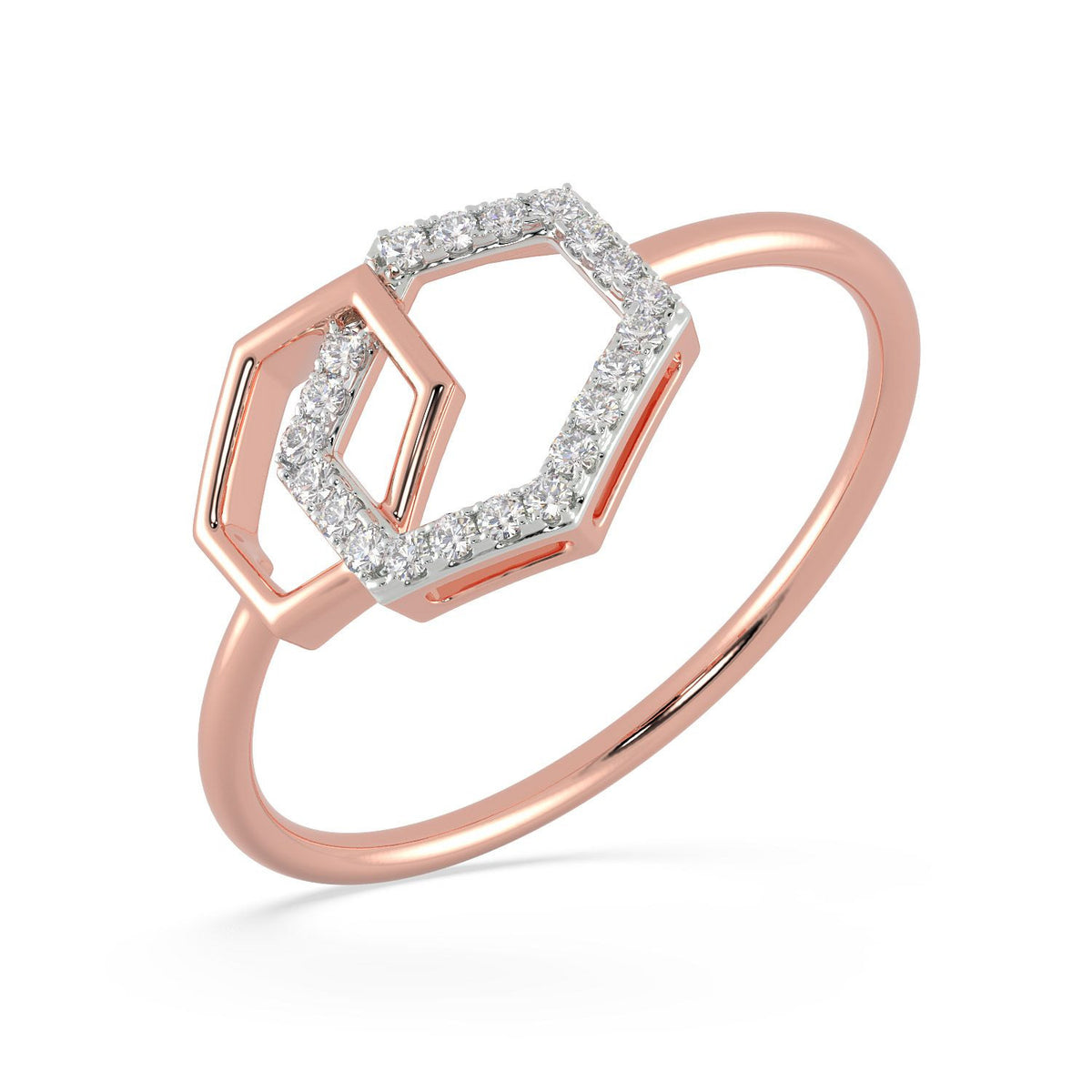 Hexane shape diamond rings