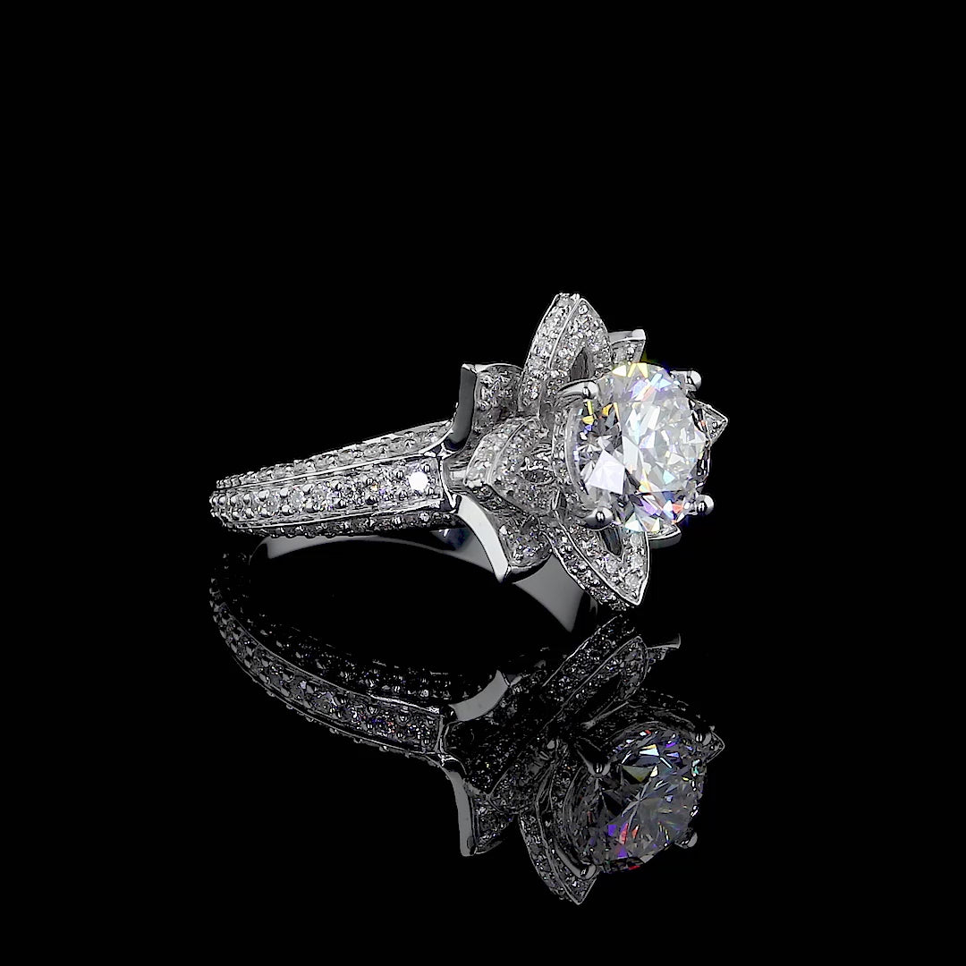 Solitaire Flower Ring