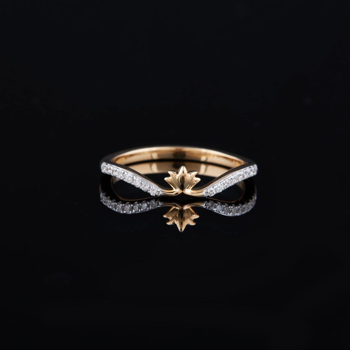 Lotus shape diamond ring